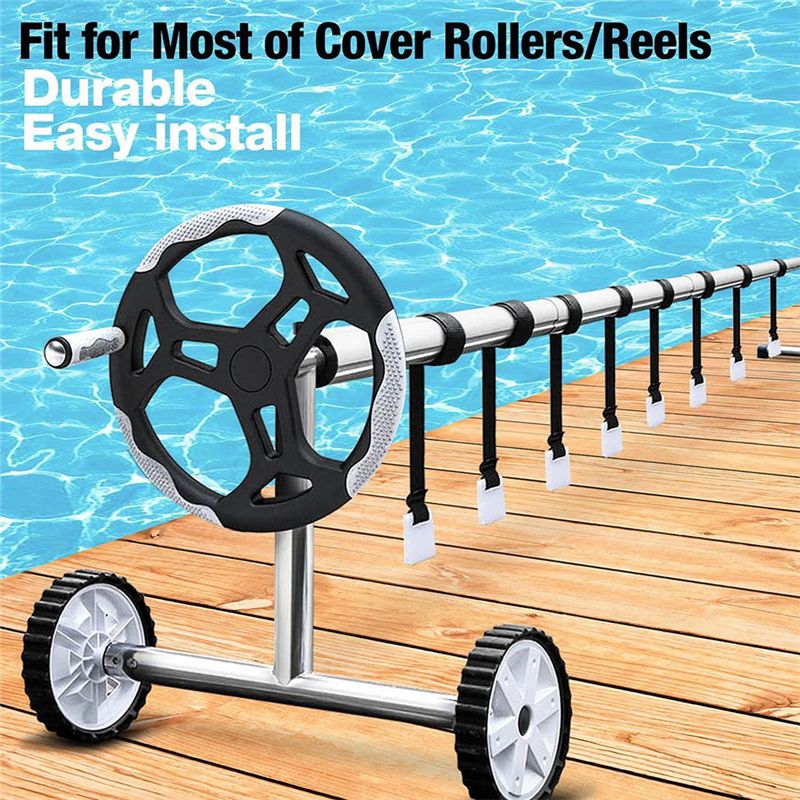 Reel Cover - ABPF 24-teiliges Schwimmbadabdeckungs-Rollenaufwickler-Befestigungsset, universelle Solarfolien-Rolle, Nylon-Gurtband-Schnallenverschlüsse